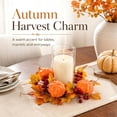 thumbnail image 1 of Aurorax Fall Candle Holders,Fall Candle Ring Wreath with Berries Pumpkin Rustic 14" Thanksgiving Harvest Decor Table Centerpiece, 1 of 7