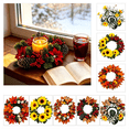 thumbnail image 1 of Aurorax Fall Candle Ring Wreath,Fall Candle Holders with Black Maple Leaves Pumpkin Farmhouse Gothic Dark Thanksgiving Harvest Decor Table Centerpiece, 1 of 8