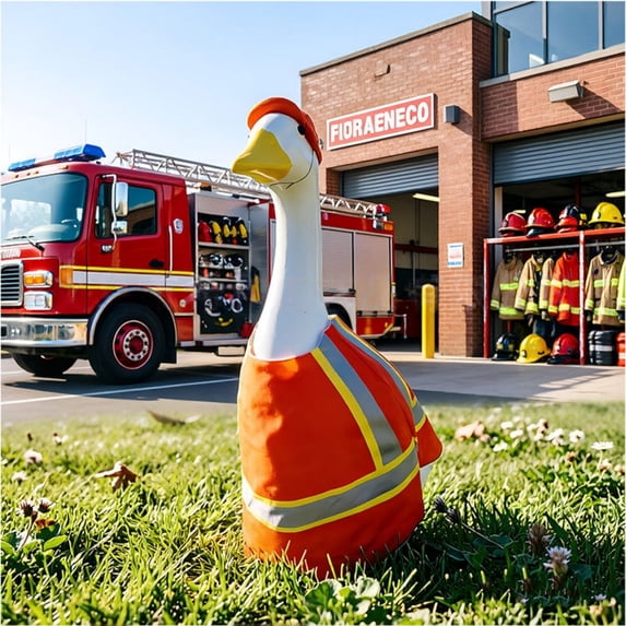 Aurorax Fall Winter Porch Goose Outfits 23" Holiday,Goose Clothes for Cement Goose Porch Goose 17/19 inch,All the Season Repairman Orange 23" Porch Goose Clothing Accessories for Outdoor