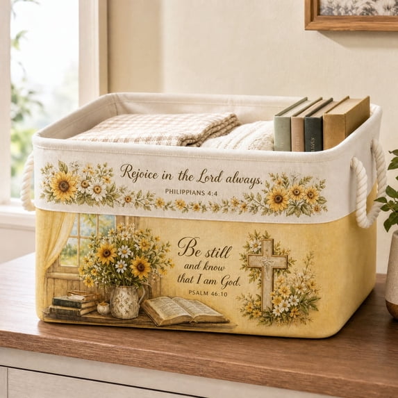 Aurorax Foldable Boho Rectangular Fabric Storage Baskets with Rope Handles,Decorative Collapsible Storage Bins for Organizing,Water Resistant Space Saving Storage Organizer