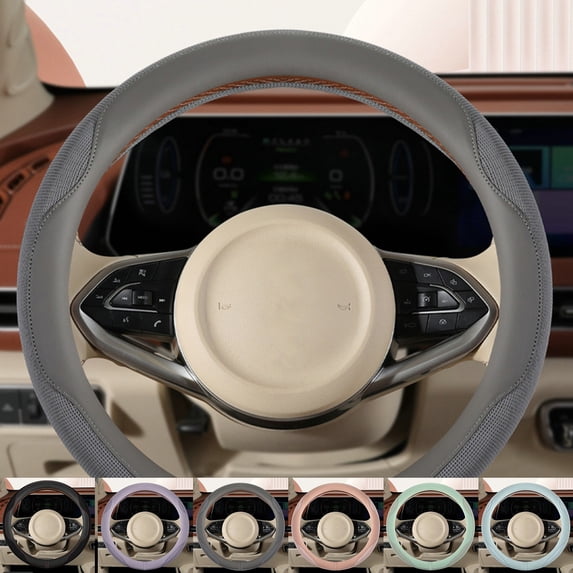Aurorax Green Steering Wheel Covers for Trucks,Car Steering Wheel Protector Cover,Faux Leather 15 inch Non-Slip Universal Car Accessories Interior for Men for SUV Auto Drive