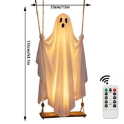 Aurorax Halloween Decorations Outdoor,Hanging Swing Ghost Decor Remote Control 4.4ft Light Up Animated Early Halloween Outdoor Decor for Yard Garden Porch