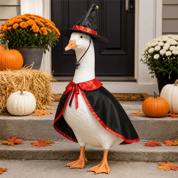 Aurorax Halloween Goose Clothes for Cement Goose Porch Goose 23"/17",Porch Goose Outfit 19 inch,Witch Red Fall Porch Goose Clothing Accessories for Yard Outdoor Garden