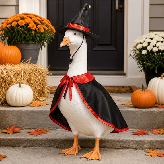 Aurorax Halloween Goose Clothes for Cement Goose Porch Goose 23"/17",Porch Goose Outfit 19 inch,Witch Red Fall Porch Goose Clothing Accessories for Yard Outdoor Garden