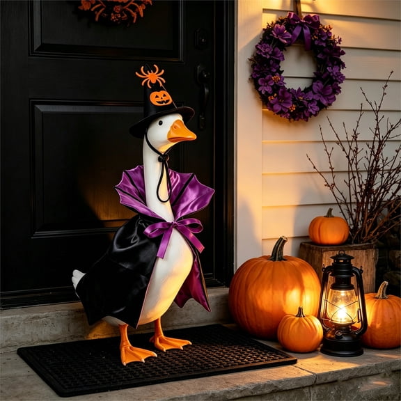 Aurorax Halloween Porch Goose Outfit 23"/19 inch/17in,Goose Clothes for Cement Goose Porch Goose,Fall Witch Purple Porch Goose Clothing Accessories for Outdoor Yard Home Decor