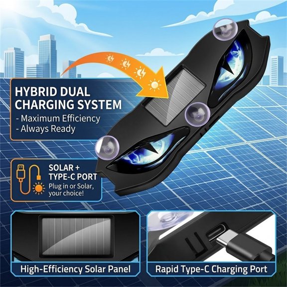 Aurorax Halloween Solar Demon Eye Car Light,Dynamic Devil Eye Rear Window Lamp Three Colors Rechargeable Car Accessories for SUV Truck Vehicle Green