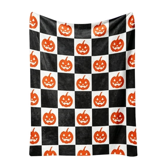 Aurorax Halloween Throw Blankets for Couches and Sofas,White and Orange Blanket Cozy Pumpkin Throw Blanket 50x60 in Throw Blankets for Beds Office Autumn