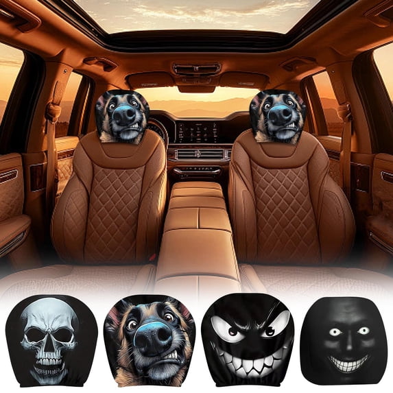 Aurorax Headrest Covers Vehicle Funny,Headrest Protector for Car,Universal Headrest Protector for Car,Auto,Truck,Vehicle,SUV