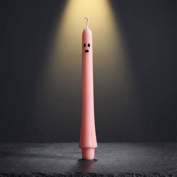 Aurorax Pink Ghost Decor,Halloween Ghost Taper Candles,Cute Tabletop Indoor Spooky Ghost Face Stick Candles