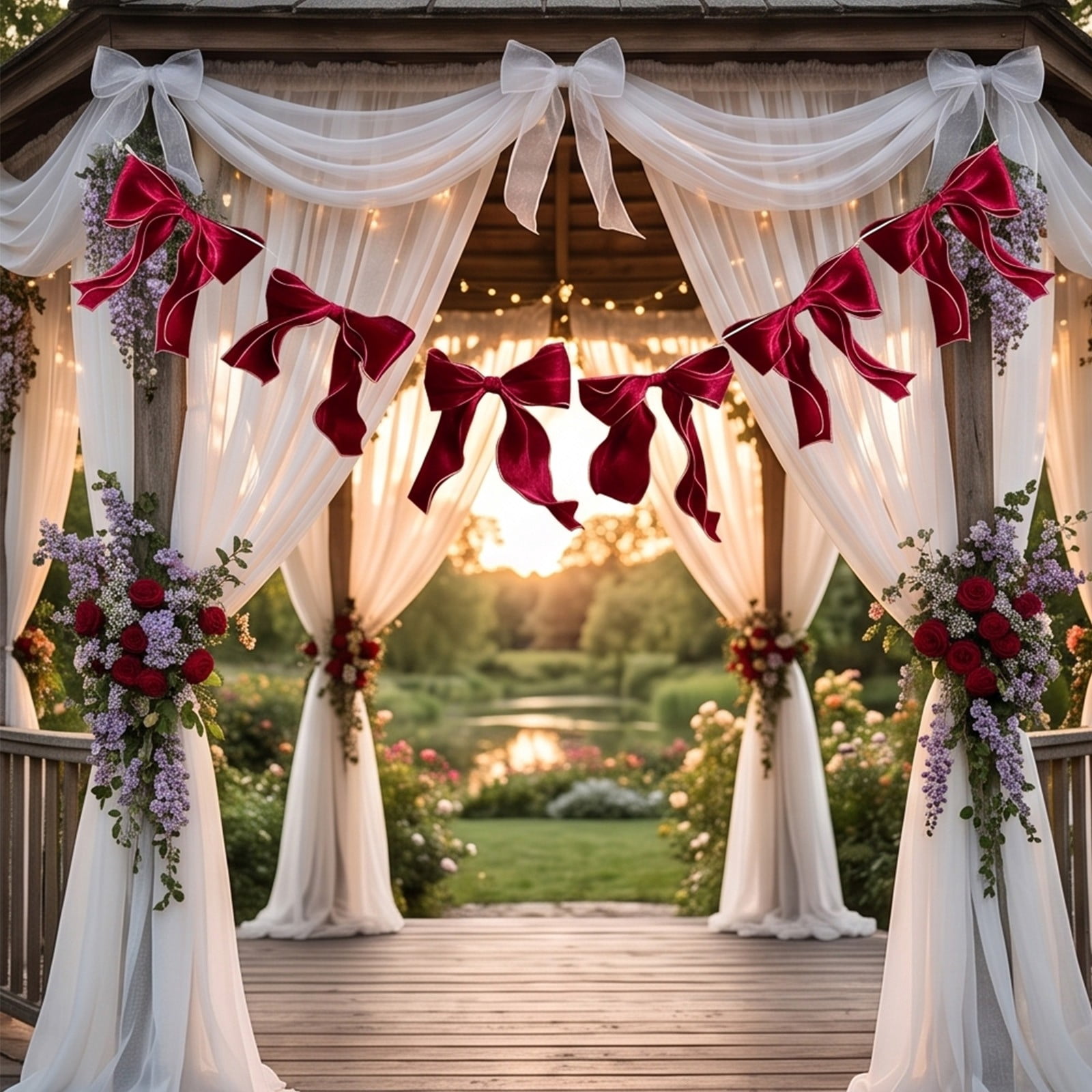 Aurorax Red Valentine's Day Bow Garland Banner,Wedding Shower Ribbon ...