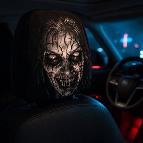 Aurorax Scary Headrest Covers for Cars,Haunted Headrest Covers,Elastic Universal Headrest Protector for Car,Auto,Truck,Vehicle,SUV