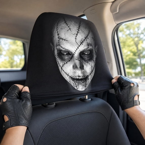 Aurorax Scary Headrest Covers for Cars,Haunted Headrest Covers,Universal Elastic Headrest Protector for Car,Auto,Truck,Vehicle,SUV