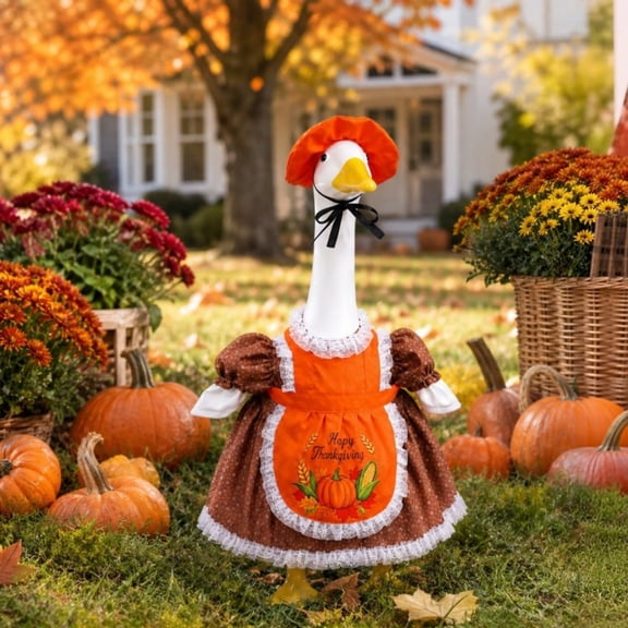 Aurorax Thanksgiving Porch Goose Outfit 23"/19 inch/17in,Goose Clothes for Cement Goose Porch Goose,Fall Holiday Porch Goose Accessories for Outdoor Yard Harvest Decor