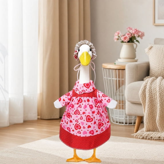 Aurorax Valentine's Day Porch Goose Outfit 19 inch,Goose Clothes for Cement Goose Porch Goose 23"/17",Pink Retired Lady Christmas Porch Goose Clothing Accessories for Outdoor Lawn Yard