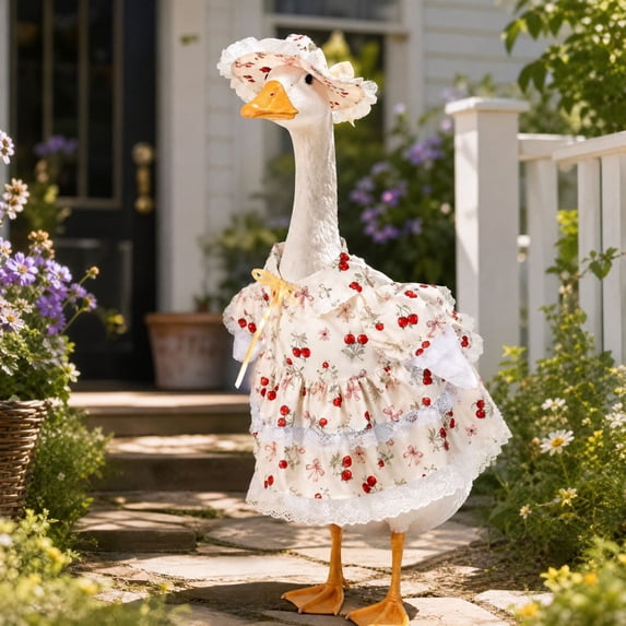 Aurorax Valentine's Day Porch Goose Outfits 23" Holiday,Goose Clothes for Cement Goose Porch Goose 17/19 inch,Lady Skirt and Hat All the Season 23" Porch Goose Clothing Accessories