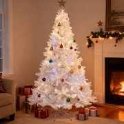 Aurorax White Christmas Trees 7 ft,Realistic Artificial Christmas Tree with 1000 Branch Tips and Metal Stand,Unlit Fake Xmas Tree for Porch Indoor Home Decor