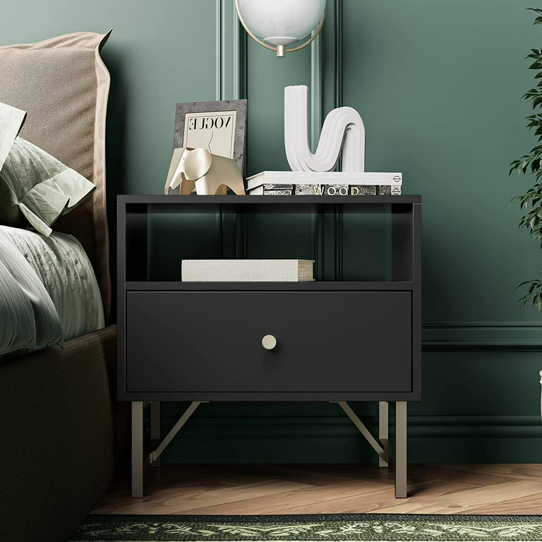 Aurorome Nightstand with Drawer End Table with Storage Side