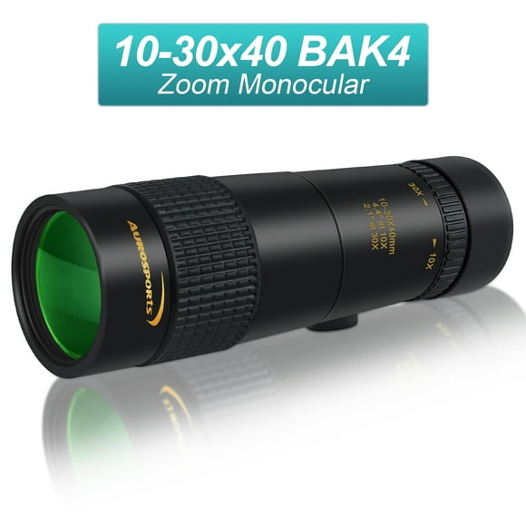Aurosports 10-30x40 Zoom Monocular with Bak4 Prism Dual Focus High Power Compact