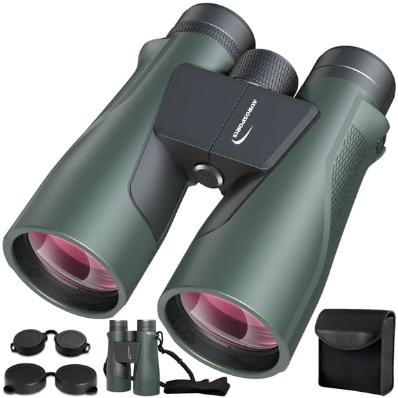 Aurosports High Powered Binoculars, 15x56 Compact Binos with Clear Low Light Vision, Fit for Cruise, Hiking, Bird Watching, Green