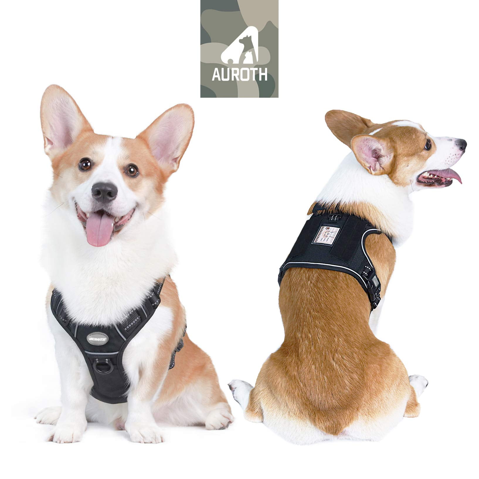 Auroth Black No Pull Dog Harness for Medium dogs, Reflective Breathable