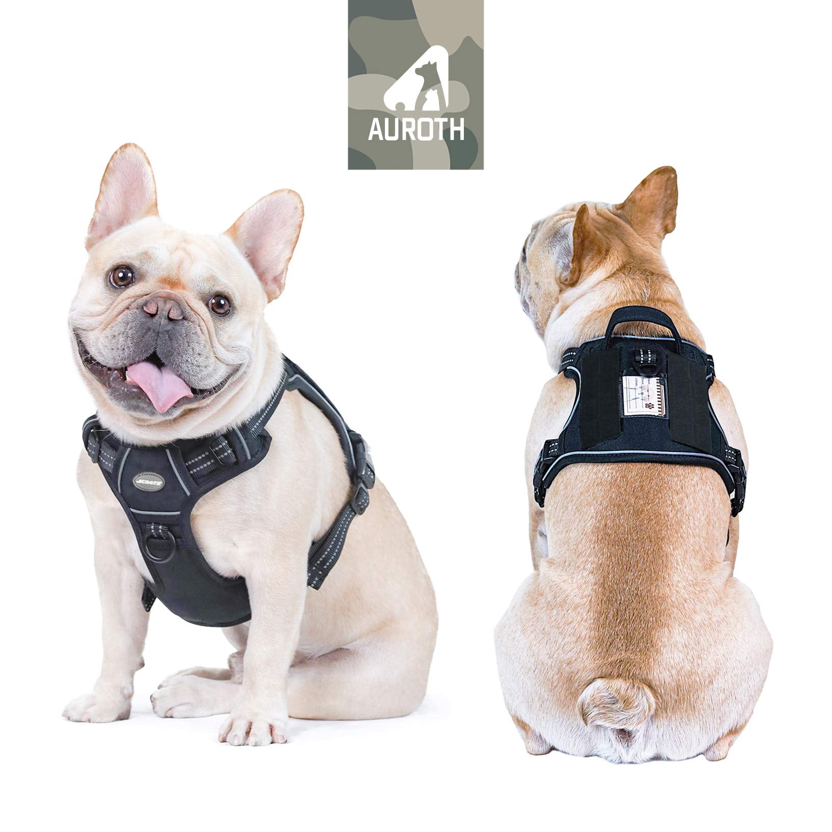 Auroth Black No Pull Dog Harness for Small Dogs, Reflective Comfortable Padded Dog Vest with Easy Control Handle, Adjustable Easy on Pet Training Walking Small Dog Harness for Puppy