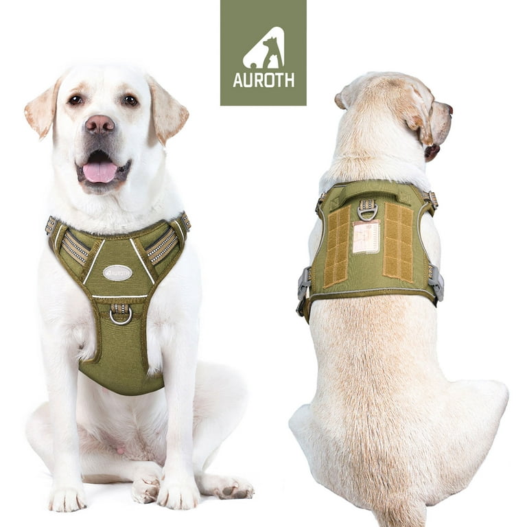 Auroth Green Service Vest Harness for Meduim Dogs, Front Clip Harness Dog  No Pull, Adjustable Easy on Puppy Harness, Reflective Soft Padded Dog Vest  Harness, Tactical Dog Harness Vest with Handle 