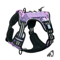 Auroth No Pull Dog Harness for Large Dogs, Service Vest Harness, Adjustable Easy on Harness with Handle, Reflective Soft Padded Dog Harness Vest, Outdoor Training Running Dog Harness, Purple Camo