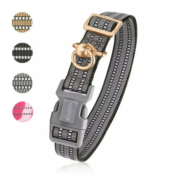 Auroth Pets No Pull Soft Nylon Adjustable Dog Collars for Medium & Large Dogs - Army Yellow