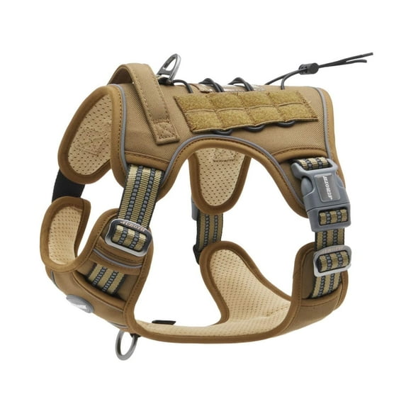 Auroth No Pull Dog Harness for Large Dogs, No Choke Dog Harness Vest with Easy Control Handle, Reflective Soft Padded Service Vest, Adjustable Easy on Pet Harness for Running Walking, Army yellow