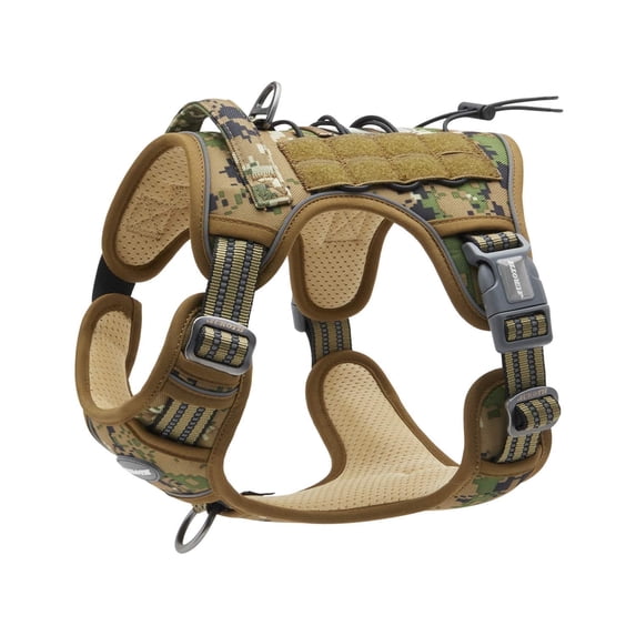 Auroth No Pull Dog Harness for Large Dogs, No Choke Front Pet Harness , Velcro Service Xlarge Harness, Adjustable Reflective Soft Padded Dog Harness Vest with Easy Control Handle, Woodland Camo