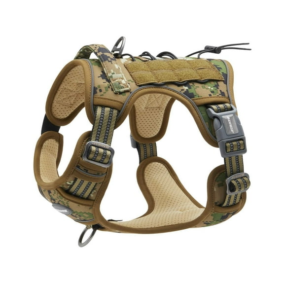 Auroth No Pull Dog Harness for Large Dogs, No Choke Front Pet Harness , Velcro Service Xlarge Harness, Adjustable Reflective Soft Padded Dog Harness Vest with Easy Control Handle, Woodland Camo