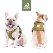 Auroth No Pull Dog Harnesses for Small Dogs, Adjustable Easy on Puppy Harness with with 2 Leash Clips, No Choke Front Harness, Reflective Soft Padded Dog Vest Pet Harness for Training Walking, Green