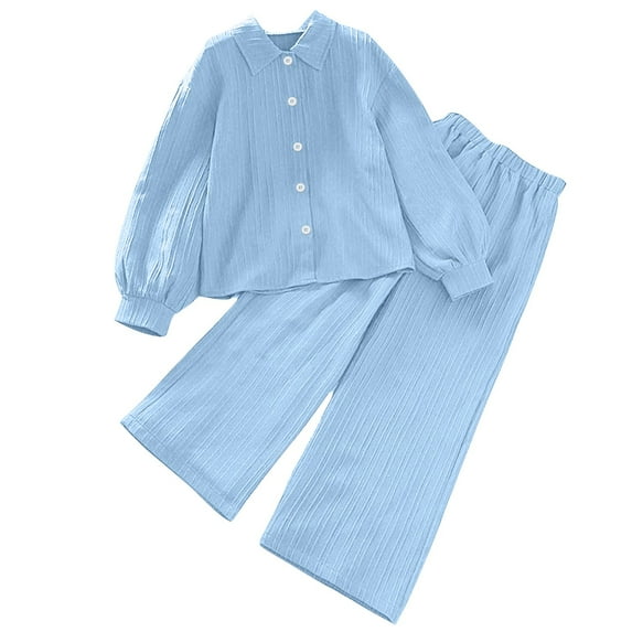 Auroural 2 Piece Sets for Boys Size 12 Fashion Children's Spring Solid Color Long Sleeved Lapel Shirt And Extended Pants Two-piece Set 9 Years