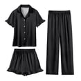 thumbnail image 1 of Auroural 3 Piece Sets for Girls Size 8 Girls Clothes Size 8 Sets Kids Girls Fashion Cute Solid Color Loose Short Sleeve Top Shorts Pants Homewear Set 3 Piece Sets, 1 of 8