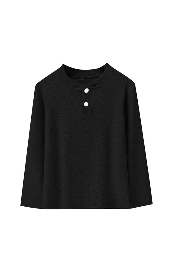 3T Toddler Girl Shirts Black Children's Solid-color Base Layer Versatile And Casual Base Layer Top Black