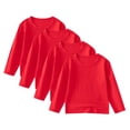 thumbnail image 1 of Auroural 4T Boys Long Sleeve Shirts Multipack Toddler Kids Boys Fashion Cute Solid Color Soft Long Sleeve Top Round Neck T-shirt Four Piece Set Red, 1 of 7
