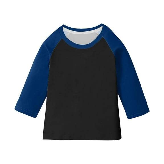 Auroural 4T Girls Shirts Long Sleeves Boys Girls Orange Festival Casual Fashion 3/4 Sleeve Round Neck Top Suit For 3-14 Years Blue
