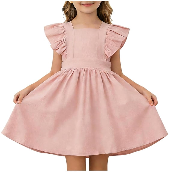 Auroural 5T Girls Dresses Summer Girls' Summer Sleeveless Dress With Bow Girls' Stylish Princess Dress 5-6 Years