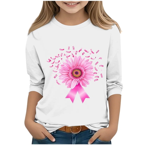 Auroural 5T Girls Clothes Children's Print 3/4 Sleeve /Three Quarter Round Neck Bottom Shirt And Top For Kids White