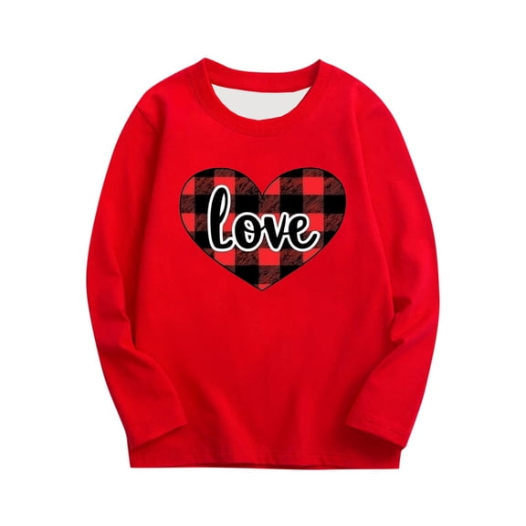 Auroural 5T Girls Shirts Long Sleeves Long Sleeve Prints Shirts Cute Crewnecks Dressy Casual Blouses Clothes Round Neck Shirts Red