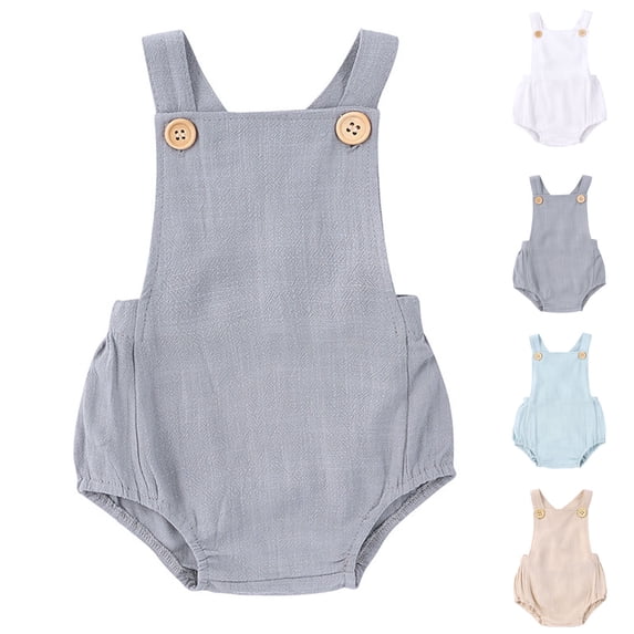 Auroural 6-12 Month Boy Clothes Child's Summer Jumpsuit Boys Boys Baby Botton Sleeveless Round Neck Cute Solid Shorts Rompers