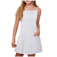 thumbnail image 1 of Auroural 9 Year Old Girl Dresses Zhongda Children's Solid Color Dress Lock Dress Adjustable Strap Dress 9 Years, 1 of 8