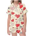 thumbnail image 1 of Auroural Baby Girl Pajamas 2T Girls Button Front Pajama Top & Shorts Set, Heart Shaped Print， 2-Piece, Sizes 2-14 & Plus, 1 of 9