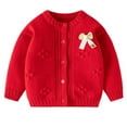 thumbnail image 1 of Auroural Baby Girl Sweaters 6-9 Bow Solid Color Baby Knitted Sweater Cardigan, 1 of 2