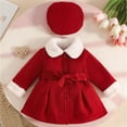 thumbnail image 1 of Auroural Baby Girls Clothes 12 To 18 Months Fashionable Children's Solid Color White Velvet Lapel Add A Hat Sweet And Cute Home Party Coat Jacket Casual Long Sleeved Warm Jacket 1-2Years, 1 of 7