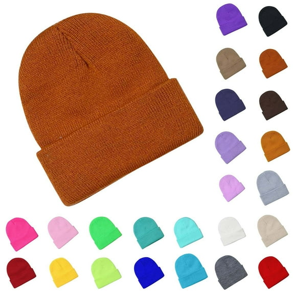 Auroural Beanie Hats for Kids Knit Hats for Kids Fashionable And Cute Boys And Girls Knitted Solid Color Hat Orange