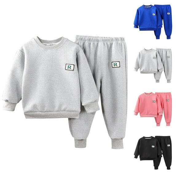 Auroural Boys Clothes Sets Size 6 Winter Clothes Boys and Girls Long Sleeved Round Neck Printed Sweatshirt and Pants Two-piece Set with Elastic Waist and Long Pants Two-piece Set Black 6 Years