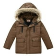 thumbnail image 1 of Auroural Boys Clothes Size 10-12 Outfits Fall Winter Boys Solid Color Thick Warm Detachable Hat Hood Brown 11-12 Years, 1 of 8