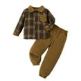 thumbnail image 1 of Auroural Boys Clothes Size 6 2 Piece Outfit for Boys School Artifact And Winter Children's Pants Boys' Warm And Cold-proof Pants Long Sleeve Turndown Collar Thickened Girls' Set Brown 7 Years, 1 of 9