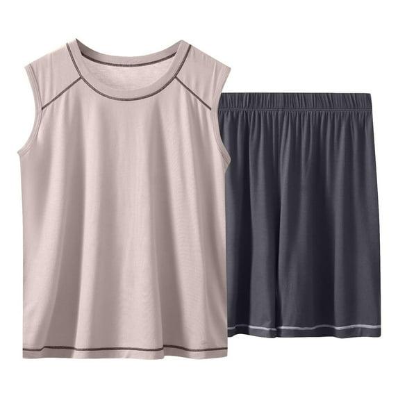 Auroural Boys Shirts Size 8-10 Boys Shorts Size 8-10 Children's Solid Color Sleeveless Elastic Waist Shorts Mid Size Children's Summer Casual Home Set 3-16 Years
